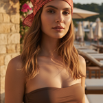 Dual Atelier Seashell Whisper Mercan Desenli İpeksi Organik Pamuk Kumaş Bandana Fular