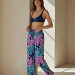 Dual Atelier Shore Leaf Lacivert İpeksi Organik Viskon Kumaş Pantolon