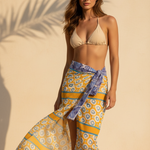 Dual Atelier Soleil Tiles Turuncu Desenli İpeksi Organik Pamuk Kumaş Uzun Etek Pareo