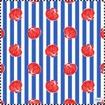 Dual Atelier Stripe Shell Mavi Beyaz Çizgili Desenli İpeksi Organik Pamuk Kumaş Bandana Fular