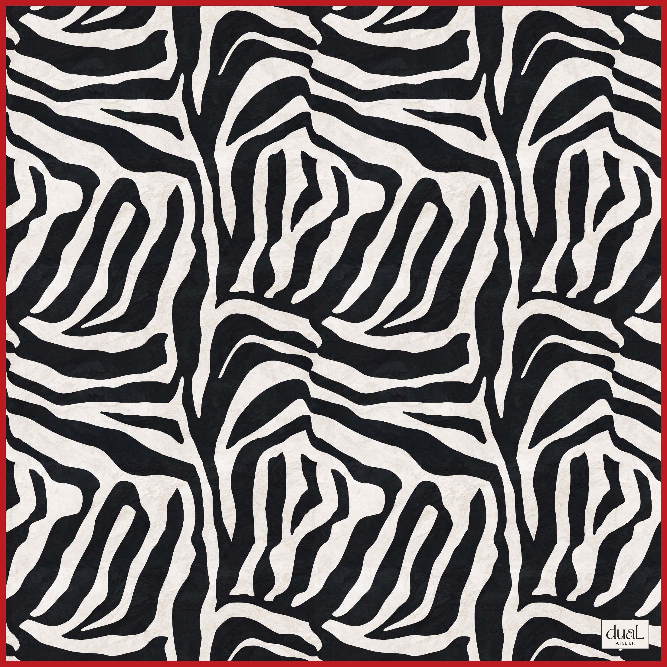 Dual Atelier Wild Stripe Siyah Beyaz Desenli İpeksi Organik Pamuk Kumaş Bandana Fular