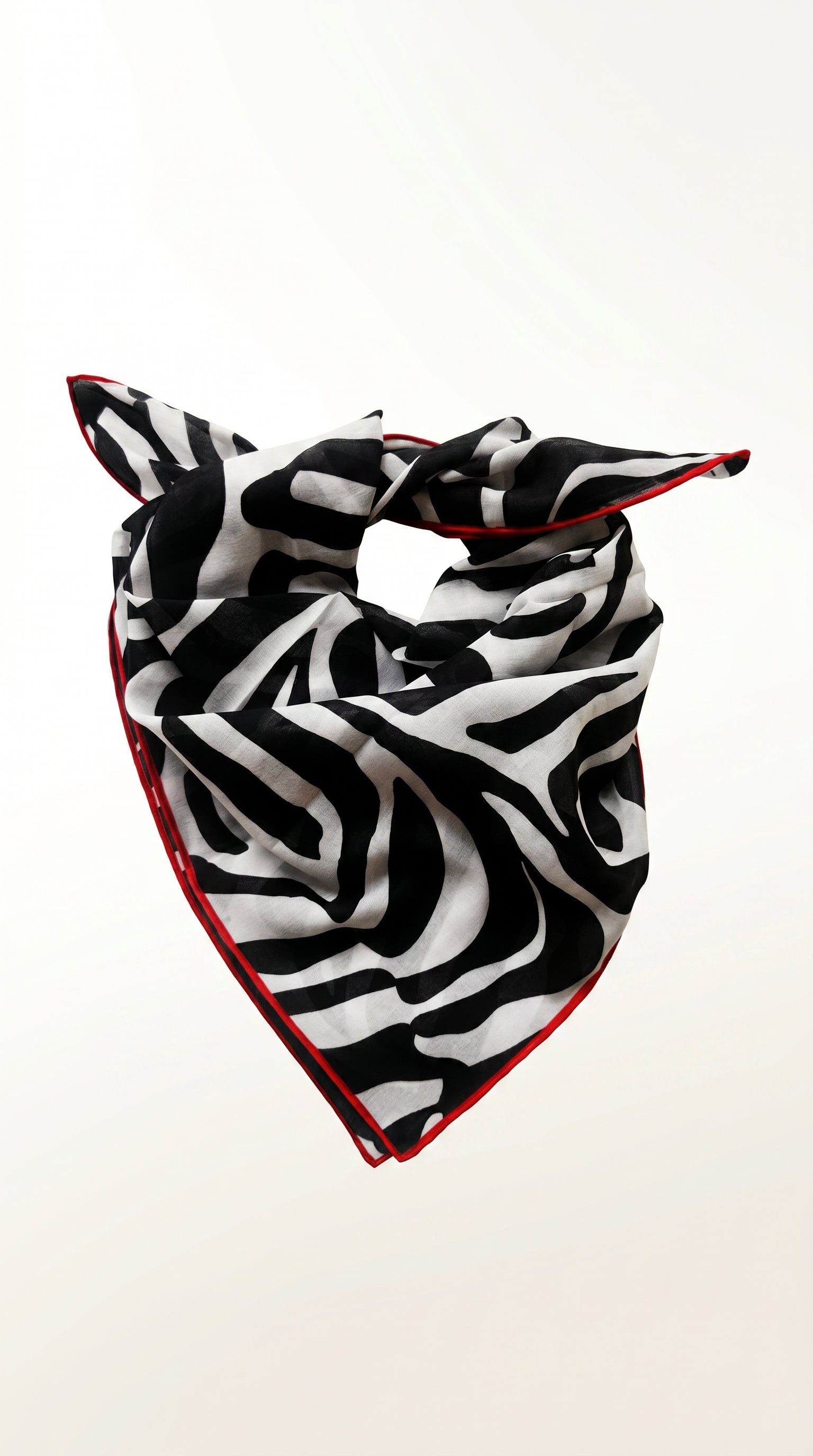 Dual Atelier Wild Stripe Siyah Beyaz Desenli İpeksi Organik Pamuk Kumaş Bandana Fular