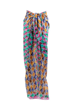 Royal Mosaic Desenli Çok Renkli Kare Pareo &Şal - Kare - kare pareo