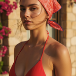 Sea Fern Kırmızı Bandana - Üçgen Baş Bağlama