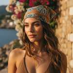 Seashell Whisper Kahve Mocha Bandana - Üçgen Baş Bağlama